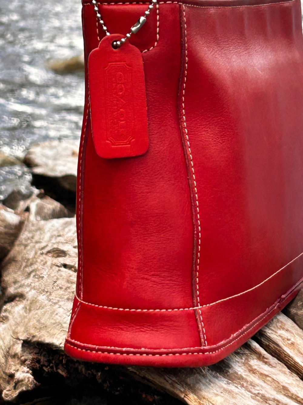 Vintage Coach 9309 Red Bleecker Top Zip Shoulder Bag Made in the USA 🇺🇸 - Picture 5 of 13